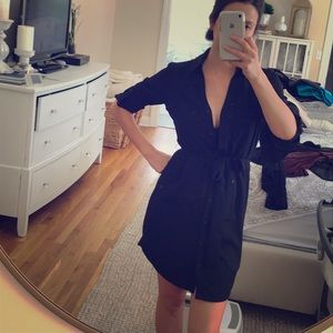 Black button up express dress